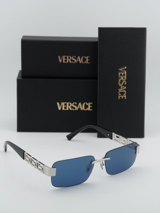Versace VE2298 1001/80 Rectangle Sunglasses – Silver / Blue main image 9